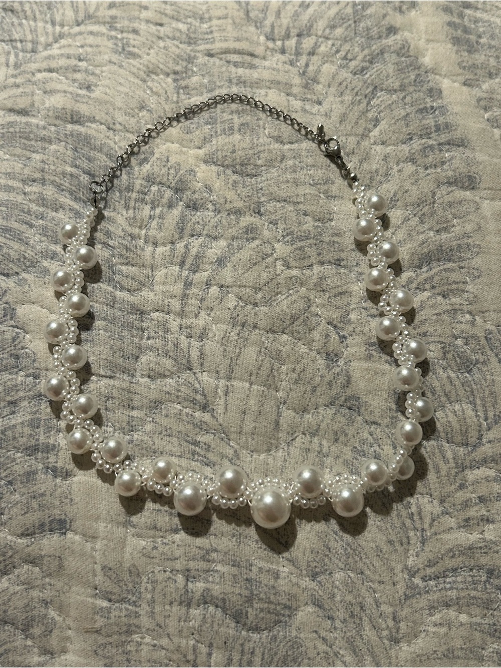 Pearl Cluster Choker Necklace - White
